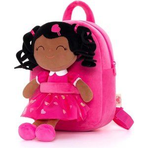 Cute Toddler Backpack ,Baby Girl Bag with Plush Doll